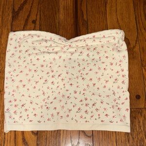 Pink Rose Cream Floral Tube Top